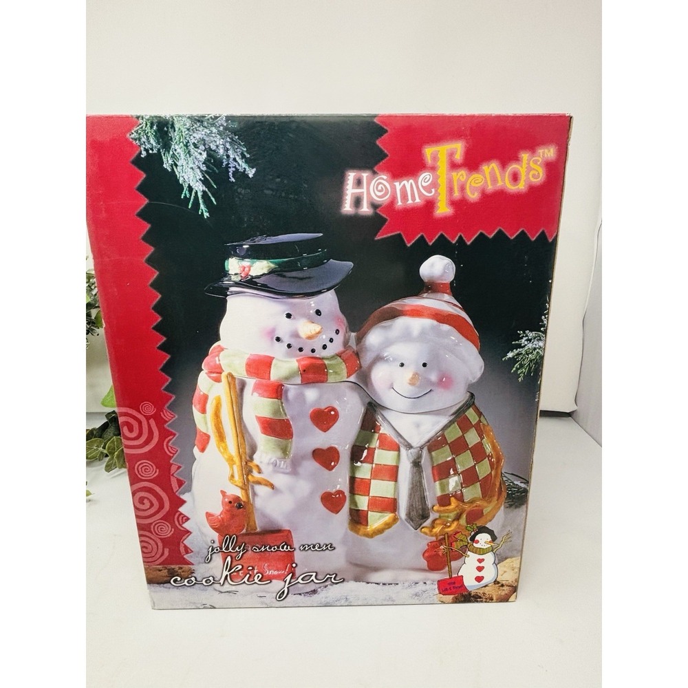 Jolly Snow Men Cookie Jar Let It Snow 1999 Home Trends New In Box Christmas - Picture 13 of 16